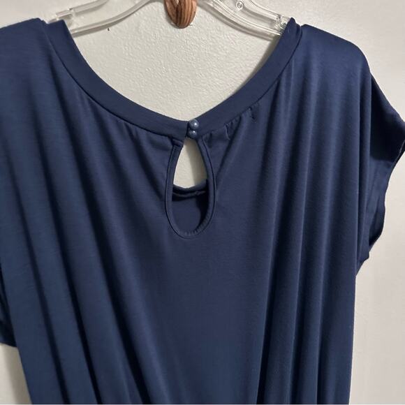 Blue Short Sleeve Crewneck Jumpsuit Womens XL Casual Stretchy Athleisure - Picture 6 of 8